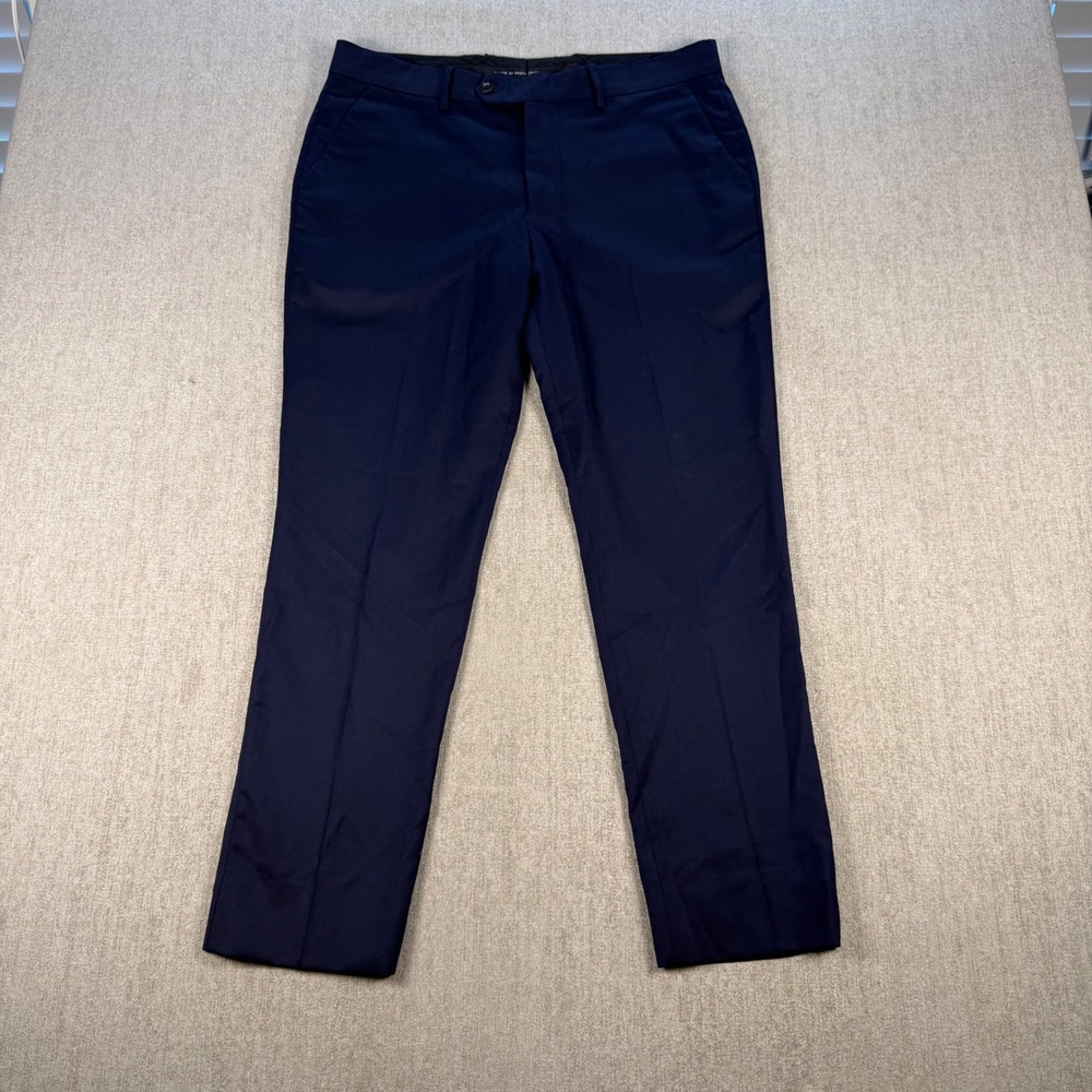 Kirrin Finch Dress Pants Women 10 Navy Blue 100% Wool Made in Italy Trousers